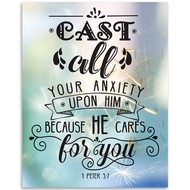 Bible Verse Cast All Your Anxiety Upon Him 1 Peter 5:7-11x14 Unframed Print Great Inspirational and 