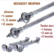 Set Batang Gorden Elegan dengan Finishing Kupu-kupu/Perunggu/Black/CACAO - Ukuran 1/1.5/2 Meter