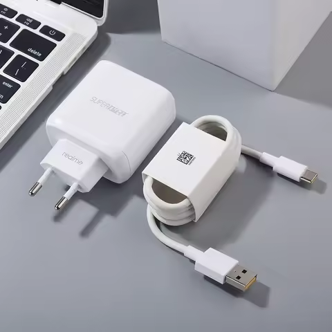 Realme 65W EU Superdart Fast Charger Adapter 100CM USB Type C Cable for Realme 14 13 9 8 7 Pro Plus 