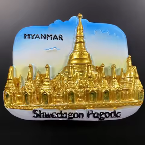 Myanmar,Yangon, Dajin Temple,3D Stereoscopic，Tourism souvenirs，Resin painting，Decoration home，Refrig