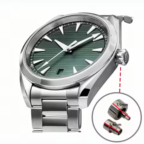 Stainless Steel Watch Crown Case Tube, Screw Type, Compatible with Omega Aqua Terra 150 Seamaster