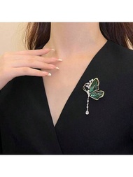 1入組女士胸針，蝴蝶造型鑽石裝飾，適用於女士西裝襯衫、毛衣、防風外套等裝飾配件