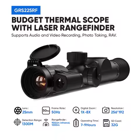 GOYOJO High Accuracy Hunting Thermal Scope, 1300M Laser Rangefinder, 1-8x Zoom, Lightweight，8 hours 