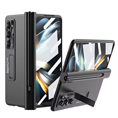 For Samsung Galaxy Z Fold 5 Case Plating Hinge With S Pen 360 Full Screen Protector AG Matte Cover S