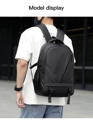 男士時尚雙肩包高級感商務百搭背包大容量電腦包防水百搭書包