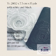 White Tc Lace Black/ 2802 x 7.5 cm x 15 Yds (15 Yds Per Roll) Telekung Lace Prayer Rug Lace/ Fabric 