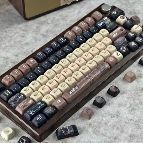 Keyboard Keycap Prophet Daily Retro Brown Coffee Moa Cherry Pbt Rounded For Aula F5/75Pro Keycaps 13