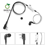 DOWNA Earphone PTT Mic, Two Way Radio 2 Way Earpiece, 2 Pin ABS Noodle Headphone Cord for Kenwood Ba