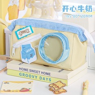 Dễ thương bò pho mát bánh pizza bút chì Trường hợp dung tích lớn nhiều lớp Hộp bút đa chức năng sinh