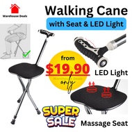 Walking Stick Walking Cane with Seat For Elderly Anti Slip Tips Foldable