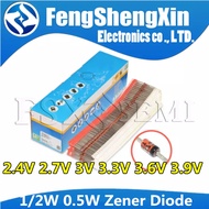 100 Pcs 1/2W Voltage Regulator Diode 0.5 W 2.4V 2.7V 3V 3.3V 3.6V 3.9V BZX55C2V4 BZX55C2V7 BZX55C3V 