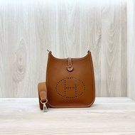 HERMES 37金棕銀扣T/C Mini Evelyne