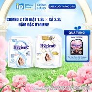 Combo Túi Nước giặt Đậm Đặc Hygiene 1.8L x Nước Xả Vải Đậm Đặc Hygiene 2L/2.2L - Hương Dịu Êm