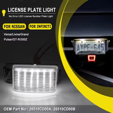 1 Pair Car LED License Plate Lights Number Plate Lamp for Nissan Tiida Livina Versa For Infiniti Sky