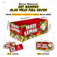 🍛READY DESIGN🍛 SET BANNER ALAS MEJA - NASI LEMAK / FULL COVER / PENIAGA KEDAI / GERAI / KHEMAH / PAS