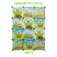 lemari pakaian plastik 12 pintu lemari Plastik jumbo lemari Portable Lemari motif Karakter