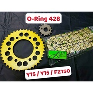 AJI CHAIN O-RING + SPROCKET SET LEO Y15 FZ Y16 428 SPOCKET GOLD RACING Y150 Y15ZR Y150ZR LIKE RK RKM
