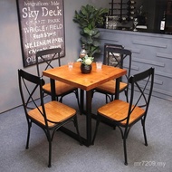Solid Wood Coffee Shop 6R Retro loft Western Restaurant Fixed Milk Tea Shop Iron Table Wholesale Bar