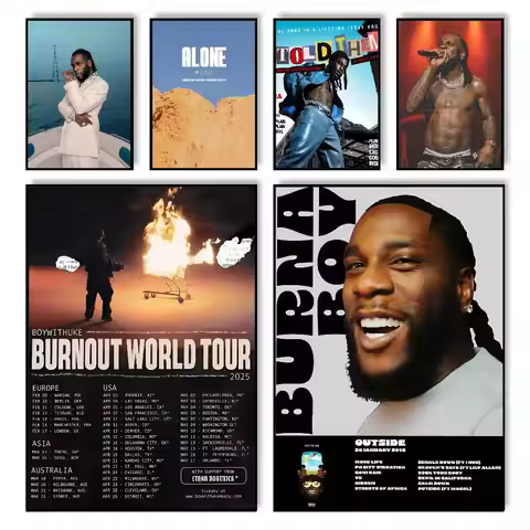 B-Burna Boy alone album Poster sticky wall waterproof home living room bedroom bar aesthetic decorat