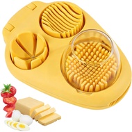 3In1EggSlicerForHardBoiledEggs, StrawberrySlicerGrapeCutter, 2026NewS Steel3SliceModesEggutter, Dish