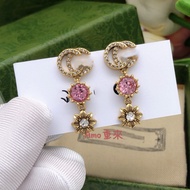 7 New Letter with Colored Diamonds Fashionable Vintage Earrings