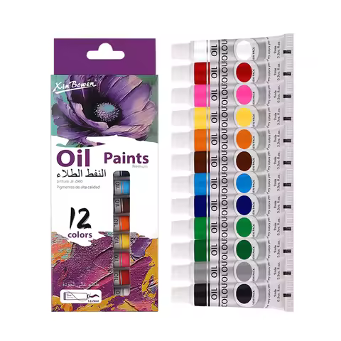 12 Color Oil Paints Set 9ml Tubes Art Supplies Students Beginners Waterproof Paints for Canvas Graff