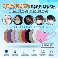 3D Mask (MASK/SAFE)Adult Earloop Premium Face Mask  3D Dewasa 5D duckbill V-mask monogram