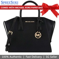 Michael Kors Handbag With Gift Paper Bag Crossbody Bag Avril Small Top Zip Satchel Black # 35F1G4VM2L