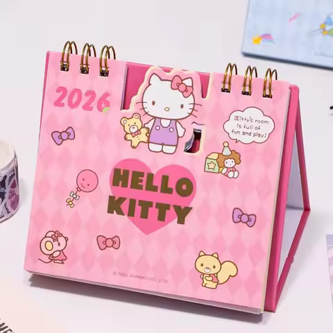 2026 Desk Calendar Cartoon Hello Kitty Cinnamoroll Kuromi My Melody Plan Message Memo Desktop Orname