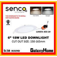 SENCO SC38 18W 6" ROUND ULTRASLIM LED DOWNLIGHT [SIRIM CETIFICATED] - DAYLIGHT ONLY