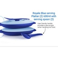 Tupperware Royale Blue serving Platter (2) 600 ml with spoon(2)