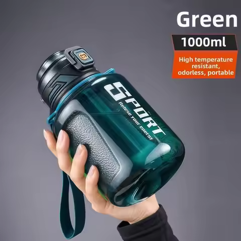 1000ml/1500ml Sports Water Bottle LeakProof Large Capacity Drinking Bottles Plastic with Straw Fitne