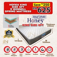 BSJ【𝐇𝐎𝐍𝐄𝐘 𝟔𝐅𝐓 𝐊𝐢𝐧𝐠 𝐒𝐢𝐳𝐞 𝟗" 𝐌𝐚𝐭𝐭𝐫𝐞𝐬𝐬】HONEY King Size 6FT 9" Bonnell Spring Mattress