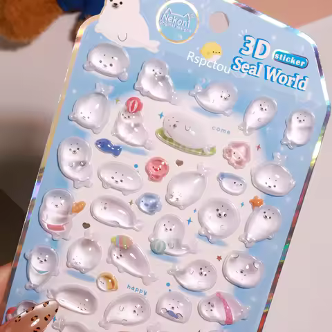 3D Animals Penguin Seal World Relief Stickers Scrapbooking DIY Journaling Stationery Diary Cute Stic