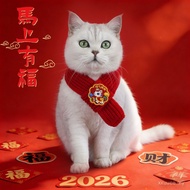 2026 Year of the Horse Embroidered Pet Scarf Immediately Have Festive Knitting Wool Warm Cat Puppy R