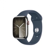 (W)Apple Watch 9 (GPS + 行動網路)；45 公釐銀色不鏽鋼錶殼；風暴藍色運動型錶帶-S/M *MRMN3TA/A