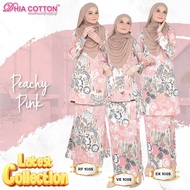 Dhia Cotton New Release Baju Kurung Cotton Sedondon Tema Batik Peachy Pink Kod 1085