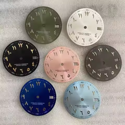 28.5mm nh35 S logo dial olive green chocolate brown Arabic dial for nh35 movement rose gold hands nh