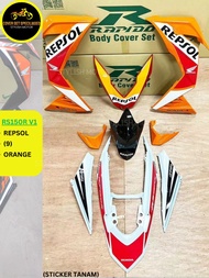 (STICKER TANAM/AIRBRUSH) RAPIDO COVER SET HONDA RS150 RS150R V1/V2/V3 REPSOL (9)/(10) ORANGE