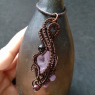 **紫鋰輝石 /暗夜精靈** 水晶 礦石吊墜 項鍊 金屬編織
