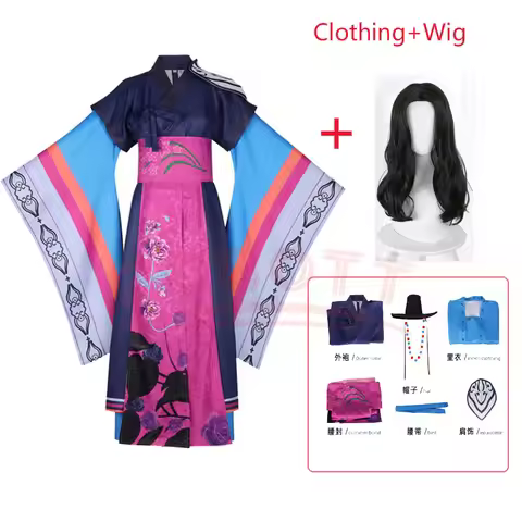 New kpop demon hunter Celine Cosplay Costume Wig Rumi Mother Celine Printed Kimono Hat Suit Women Gi