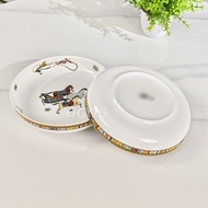 2JCZ Plate Household Bone Retro China Mario Ceramic Plate Plate Deep Grid Dish Tuwo Plate Plate Rice