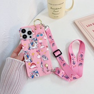 Huawei Y5 2018 Y5 Prime Y5P Y6P Y6 2018 Y6 2018 Y5 Lite 2018 Prime 2018 Y6 2019 Y6 Pro 2019 Y6S Cute Cartoon unicorn Phone Case with Wristbands and Long Lanyard