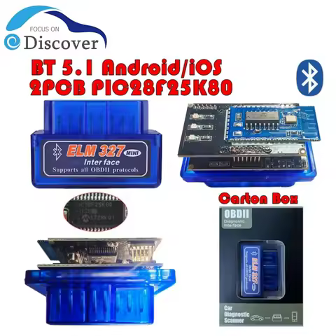 ELM327 Bluetooth 5.1 Mini ELM327 v1.5 With PIC18F25K80 Chip OBD2 Car Scanner Diagnostic Tool Code Re