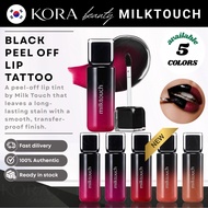 [Milk Touch] Black Peel Off Lip Tattoo Tint 4.5g – 5 Colors, Long-Lasting Korean Lip Tint