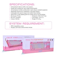 Gaming Keyboard OKER K82 WINTER PINK TKL RGB Bule Switce & K83B BACKLIT
