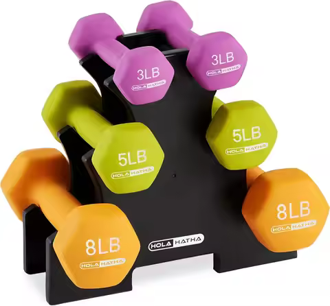 Pastel Hexagonal Dumbbell Set with Storage Rack - 2,3,5,8,10 lbs for Home Fitness & Toning