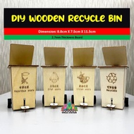 Tong Kitar Semula Kayu DIY Wood Recycle Bin Kid Foot Pedal Recycle Bin Food Waste Recycle TASKAL Rec
