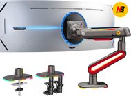 NB Ergonomic Monitor Arm for 32 to 60 inch Flat Ultrawide Curved Computer ScreenHeavy Duty RGB Gamin