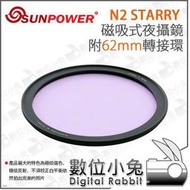 數位小兔【SUNPOWER N2 STARRY 磁吸式夜攝鏡 附62mm轉接環】高透光 低反射 星空濾鏡 光害濾鏡 低偏色 抗光害 夜景